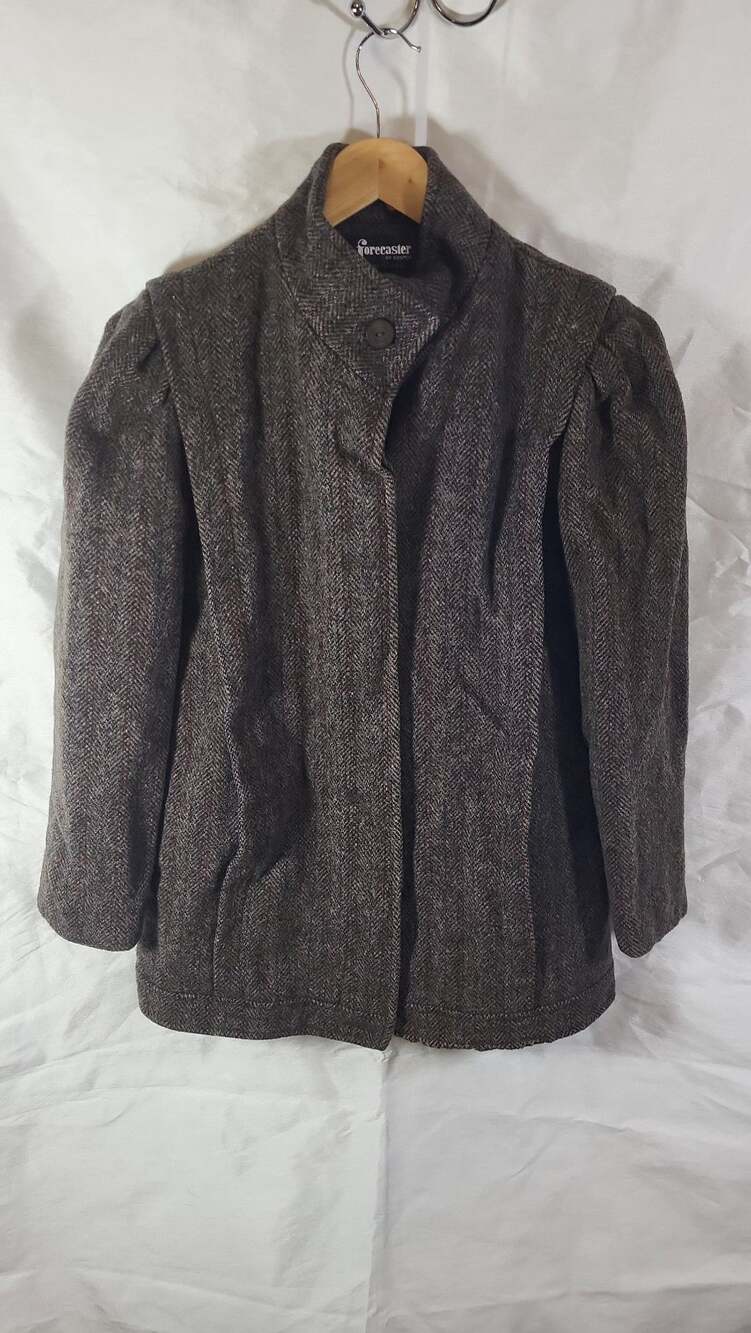 Vintage Forecaster of Boston 100% Pure Wool Herringbone Tweed Jacket Size 7/8